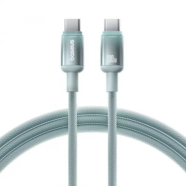 Cablu Date si Incarcare USB-C - USB-C Baseus Discolor, 100W, 2m, Albastru Verde E0420703