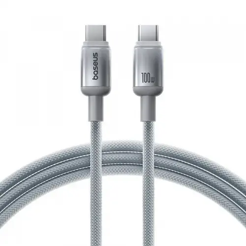 Cablu Date si Incarcare USB-C - USB-C Baseus Discolor E0420701, 100W, 1m, Argintiu