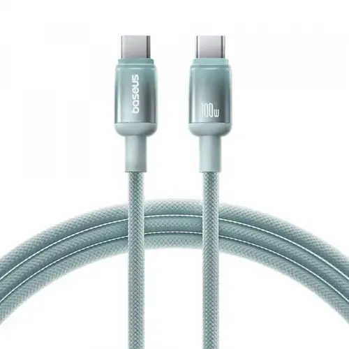 Cablu Date si Incarcare USB-C - USB-C Baseus Discolor E0420702, 100W, 1m, Verde