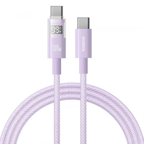 Cablu Date si Incarcare USB-C - USB-C Baseus Display 2, 100W, 2m, Mov P10382702511-01