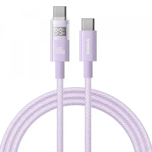 Cablu Date si Incarcare USB-C - USB-C Baseus Display 2 P10382702511-01, 100W, 2m, Mov