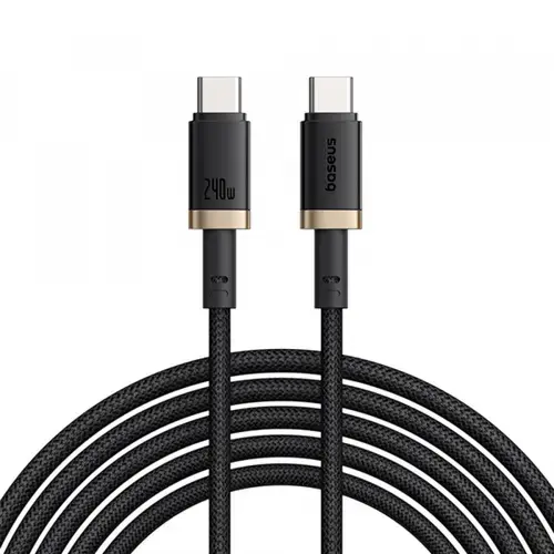 Cablu Date si Incarcare USB-C - USB-C Baseus Dura P10377803U03-00, 240W, 1m, Auriu/Negru