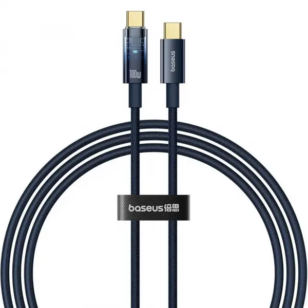 Cablu Date si Incarcare USB-C - USB-C Baseus Explorer, 100W, 1m, Bleumarin P10319704321-00