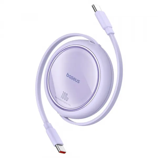 Cablu Date si Incarcare USB-C - USB-C Baseus Free2Draw Mini Retractable, 100W, 1m, Mov P10364500511-00
