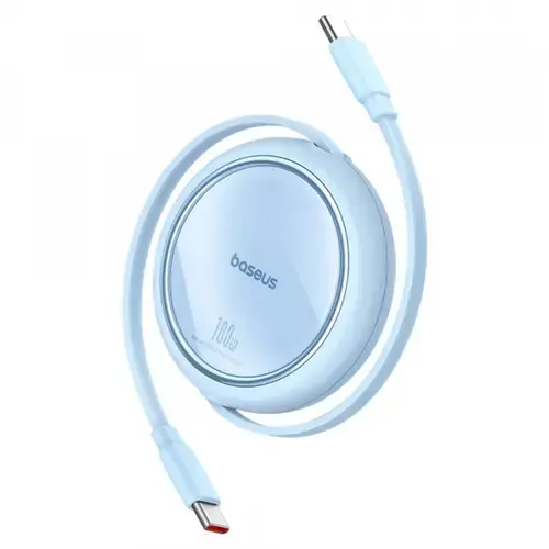 Cablu Date si Incarcare USB-C - USB-C Baseus Free2Draw Mini Retractable P10364500311-00, 100W, 1m, Albastru