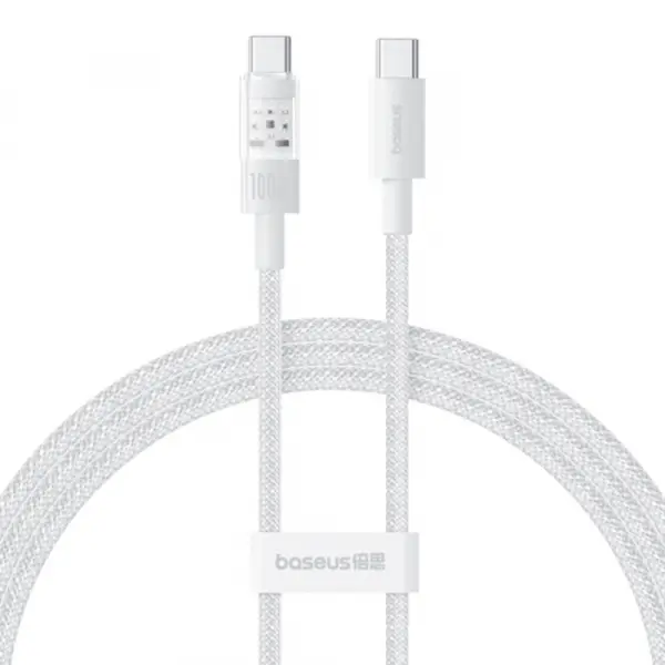 Cablu Date si Incarcare USB-C - USB-C Baseus Gem, 100W, 1m, Alb P10373000211-00