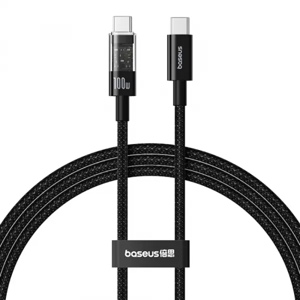 Cablu Date si Incarcare USB-C - USB-C Baseus Gem, 100W, 2m, Negru P10373000111-01