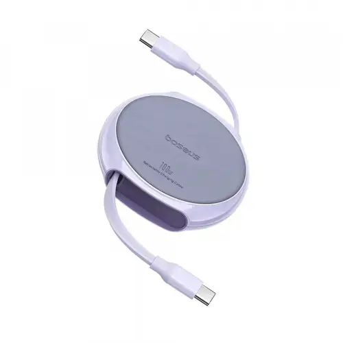 Cablu Date si Incarcare USB-C - USB-C Baseus Pathfinder Retractable P10368400511-00, 100W, 1m, Mov