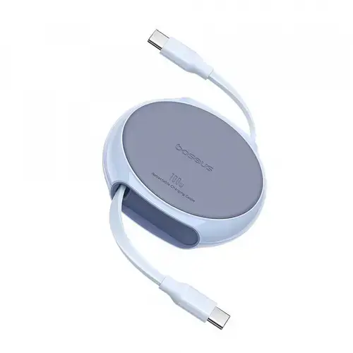 Cablu Date si Incarcare USB-C - USB-C Baseus Pathfinder Retractable P10368400311-00, 100W, 1m, Albastru