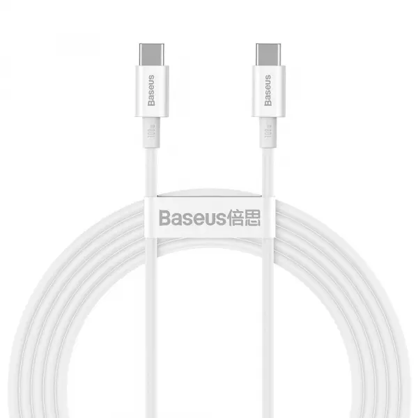 Cablu Date si Incarcare USB-C - USB-C Baseus Superior Series, 100W, 2m, Alb CATYS-C02
