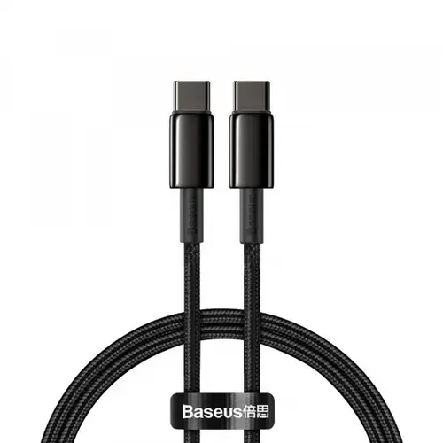 Cablu Date si Incarcare USB-C - USB-C Baseus Tungsten Gold, 100W, 1m (Negru)