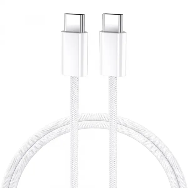 Cablu Date si Incarcare USB-C - USB-C BWOO BO-X284, 60W, 1m, Alb