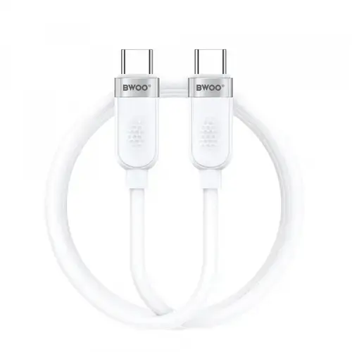 Cablu Date si Incarcare USB-C - USB-C BWOO BO-X315C, 100W, 1m, Alb