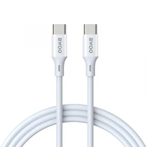 Cablu Date si Incarcare USB-C - USB-C BWOO X282, 60W, 1m, Alb