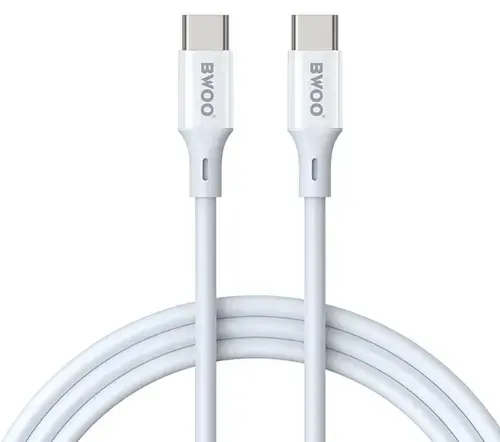 Cablu Date si Incarcare USB-C - USB-C BWOO X282, 60W, 1m, Alb