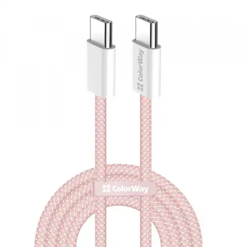 Cablu Date si Incarcare USB-C - USB-C ColorWay CW-CBPDCC061, 60W, 1m, Roz