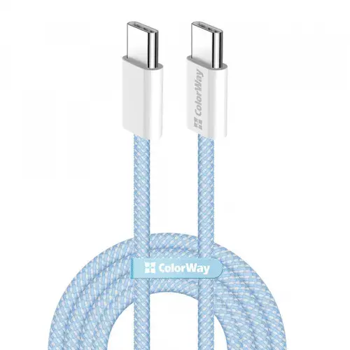 Cablu Date si Incarcare USB-C - USB-C ColorWay CW-CBPDCC061, 60W, 1m, Albastru
