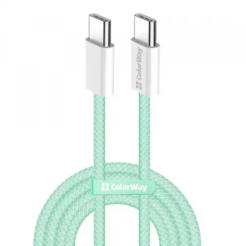 Cablu Date si Incarcare USB-C - USB-C ColorWay CW-CBPDCC061, 60W, 1m, Verde