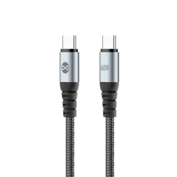 Cablu Date si Incarcare USB-C - USB-C Forever Braix, 60W, 1m, Negru