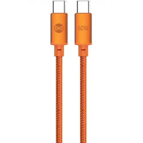 Cablu Date si Incarcare USB-C - USB-C Forever Saffron, 60W, 1m, Portocaliu