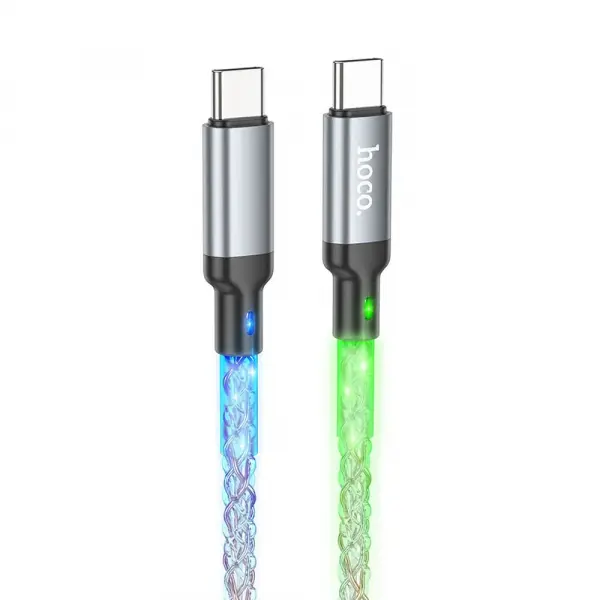Cablu Date si Incarcare USB-C - USB-C HOCO U112, 60W, 1m, Gri