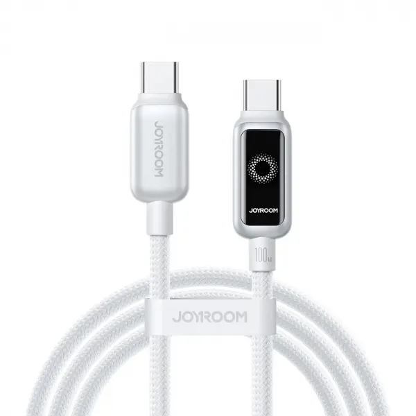 Cablu Date si Incarcare USB-C - USB-C Joyroom S-A55 StarFlight Display, 100W, 1.2m, Alb
