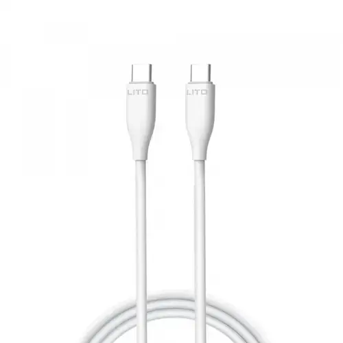 Cablu Date si Incarcare USB-C - USB-C Lito LD03, 60W, 1m, Alb