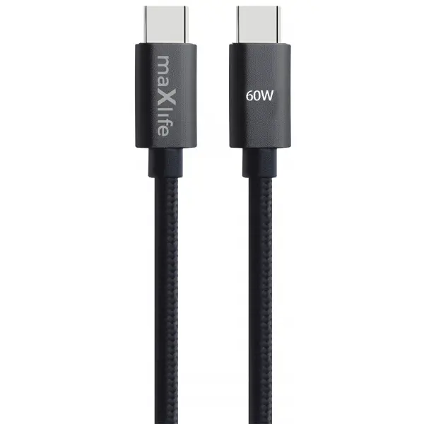 Cablu Date si Incarcare USB-C - USB-C MaXlife MXUC-12, 60W, 1m, Negru