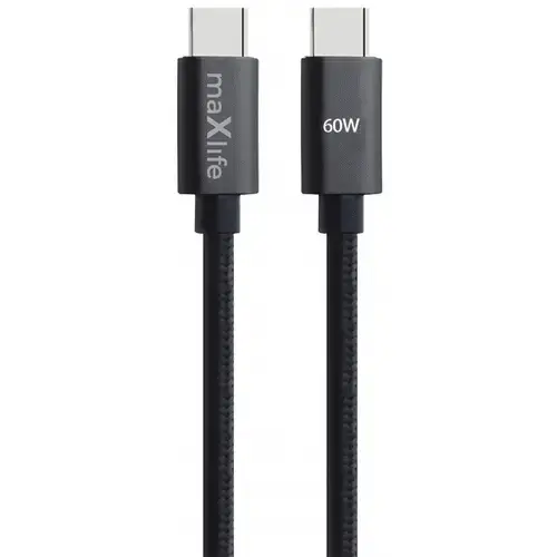 Cablu Date si Incarcare USB-C - USB-C MaXlife MXUC-12, 60W, 1m, Negru