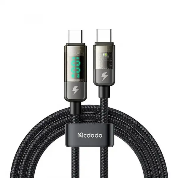 Cablu Date si Incarcare USB-C - USB-C McDodo CA-3610 Display Auto Power Off, 100W, 1.2m, Negru