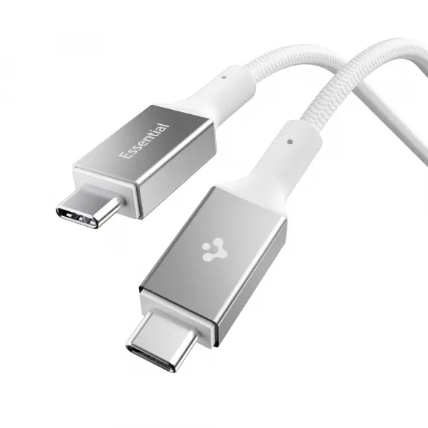 Cablu Date si Incarcare USB-C - USB-C Spigen EB10010CC, 100W, 1m, Alb ACA08774