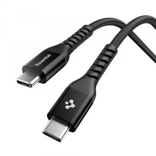 Cablu Date si Incarcare USB-C - USB-C Spigen EB10010CCA, 100W, 1m, Negru
