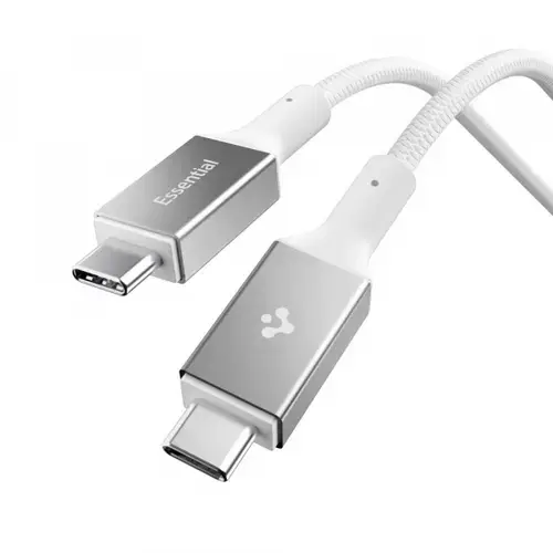 Cablu Date si Incarcare USB-C - USB-C Spigen EB10015CC ACA10420, 100W, 1.5m, Alb
