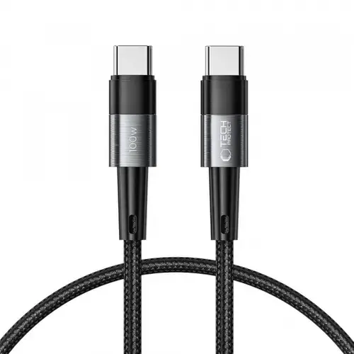Cablu Date si Incarcare USB-C - USB-C Tech-Protect Ultraboost, 100W, 0.25m, Gri
