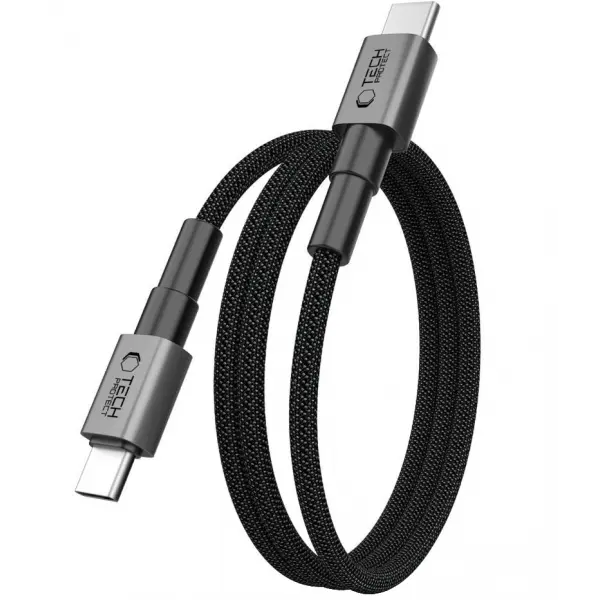 Cablu Date si Incarcare USB-C - USB-C Tech-Protect Ultraboost DNA MagTwist, 100W, 1m, Gri