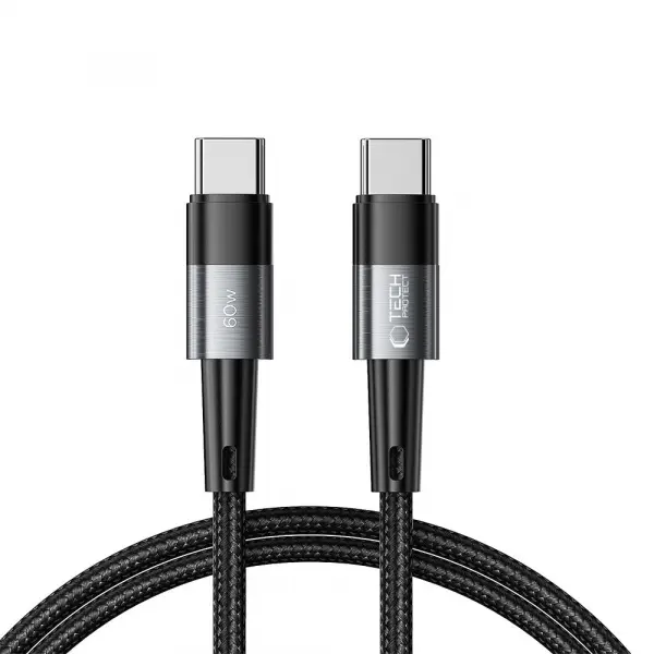 Cablu Date si Incarcare USB-C - USB-C Tech-Protect Ultraboost, 60W, 1m, Gri
