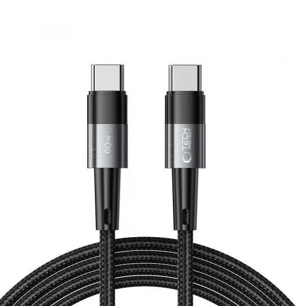Cablu Date si Incarcare USB-C - USB-C Tech-Protect Ultraboost, 60W, 2m, Gri