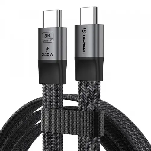 Cablu Date si Incarcare USB-C - USB-C Techsuit ElysiumSync Pro CX1, 240W, 1m, Gri