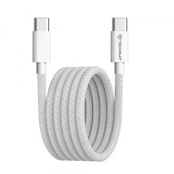 Cablu Date si Incarcare USB-C - USB-C Techsuit PCB114D, 60W, 1m, Gri