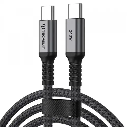 Cablu Date si Incarcare USB-C - USB-C Techsuit TitanSync Pro CX2, 240W, 1m, Gri
