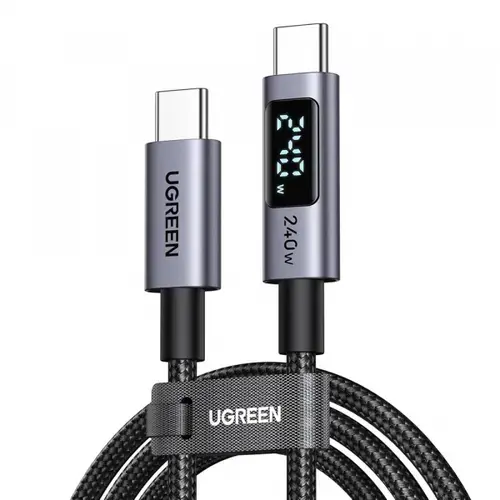 Cablu Date si Incarcare USB-C - USB-C UGREEN 65866 Display, 240W, 1m, Gri