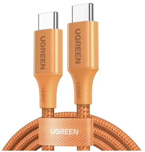 Cablu Date si Incarcare USB-C - USB-C UGREEN L502, 100W, 1m, Portocaliu