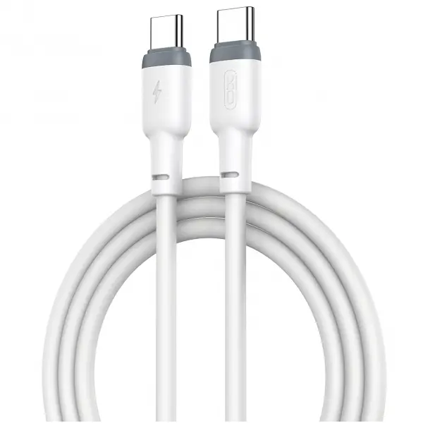 Cablu Date si Incarcare USB-C - USB-C XO Design NB208B, 60W, 1m, Alb