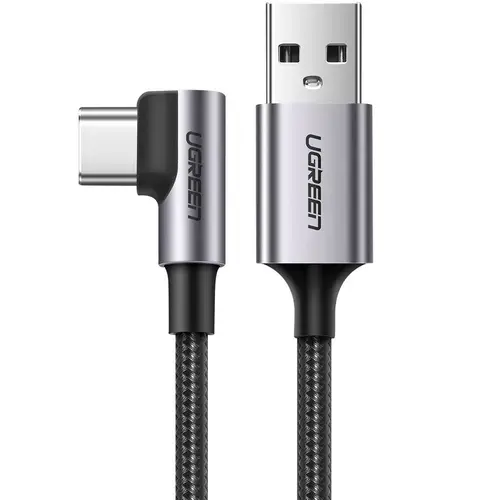 Cablu Date si Incarcare USB la USB Type-C UGREEN US284, Angled 90, 3 m, 3A, Negru