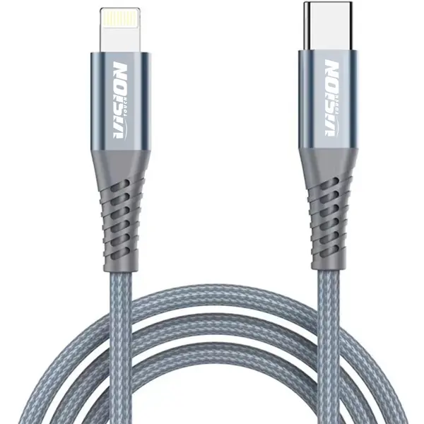 Cablu date Vision Touch, USB Type-C la Lightning, 27W, 1m, Gri