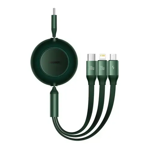 Cablu de date 3 in 1 Baseus Bright Mirror 2, USB Type-C - Micro-USB/Lightning/USB Type-C, 3.5A, 1.1m, Verde