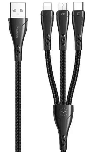 Cablu de date 3 in 1 Mcdodo Mamba Series CA-6960, Lightning & MicroUSB & Type-C (Negru)