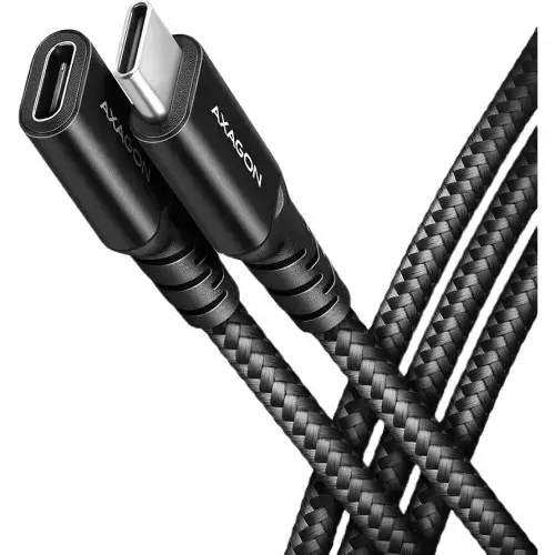 Cablu de date Axagon BUCM32-CF05AB, USB-C Male la USB-C Female, Lungime 0.5m, PD 240 W, 5A, QC4+ (Negru)