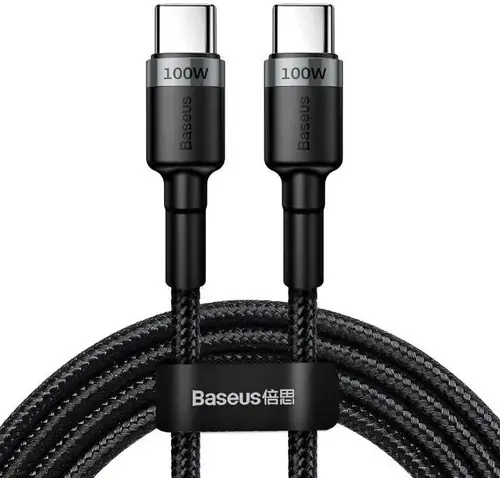 Cablu de date Baseus Cafule CATKLF-ALG1, USB-C la USB-C, 100W, PD 2.0, Quick Charge 3.0, 2m (Negru)
