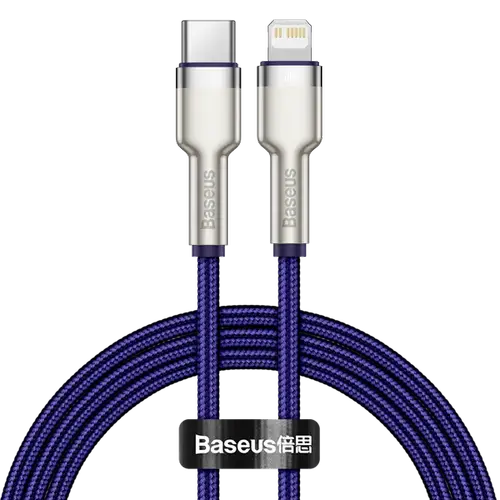 Cablu de date Baseus Cafule Metal CATLJK-A05, USB Type-C - Lightning, 20W, 1m, impletitura nylon (Mov)